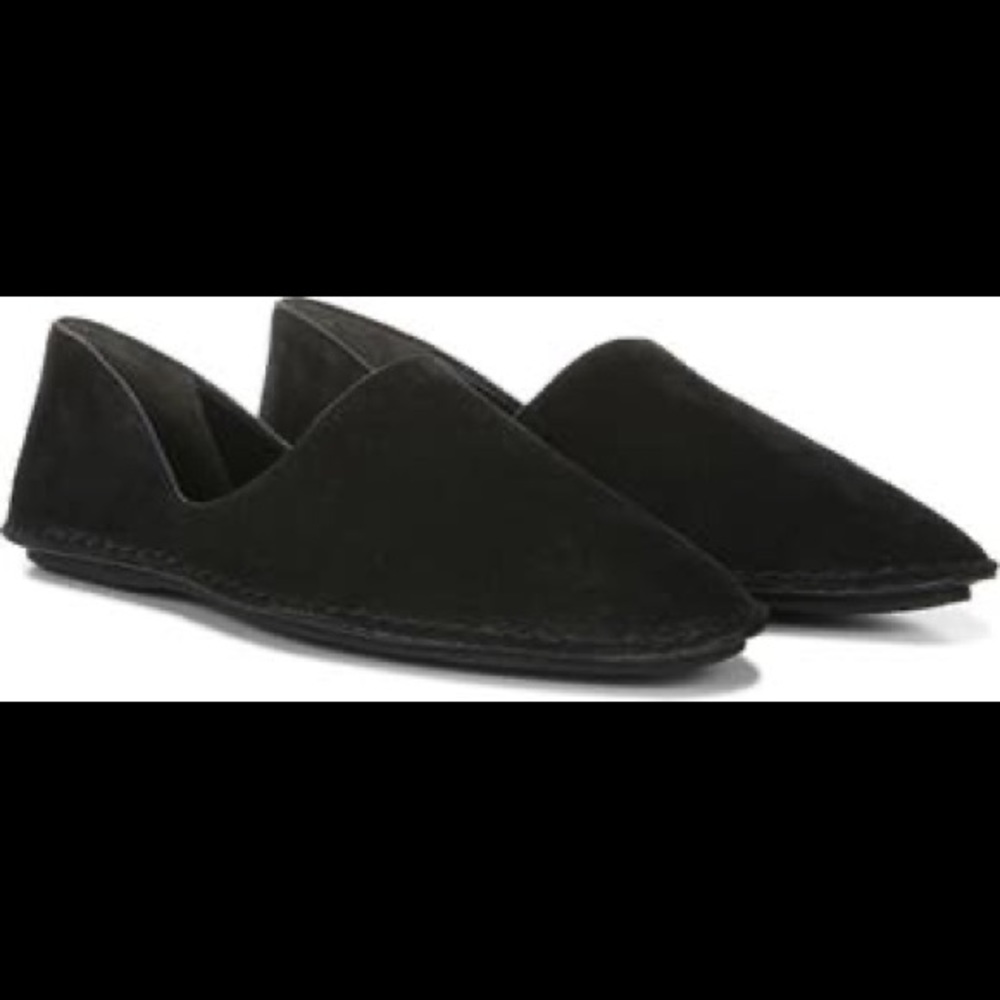 VINCE Finola D’Orsay Flat in Black Suede-Finished Leather